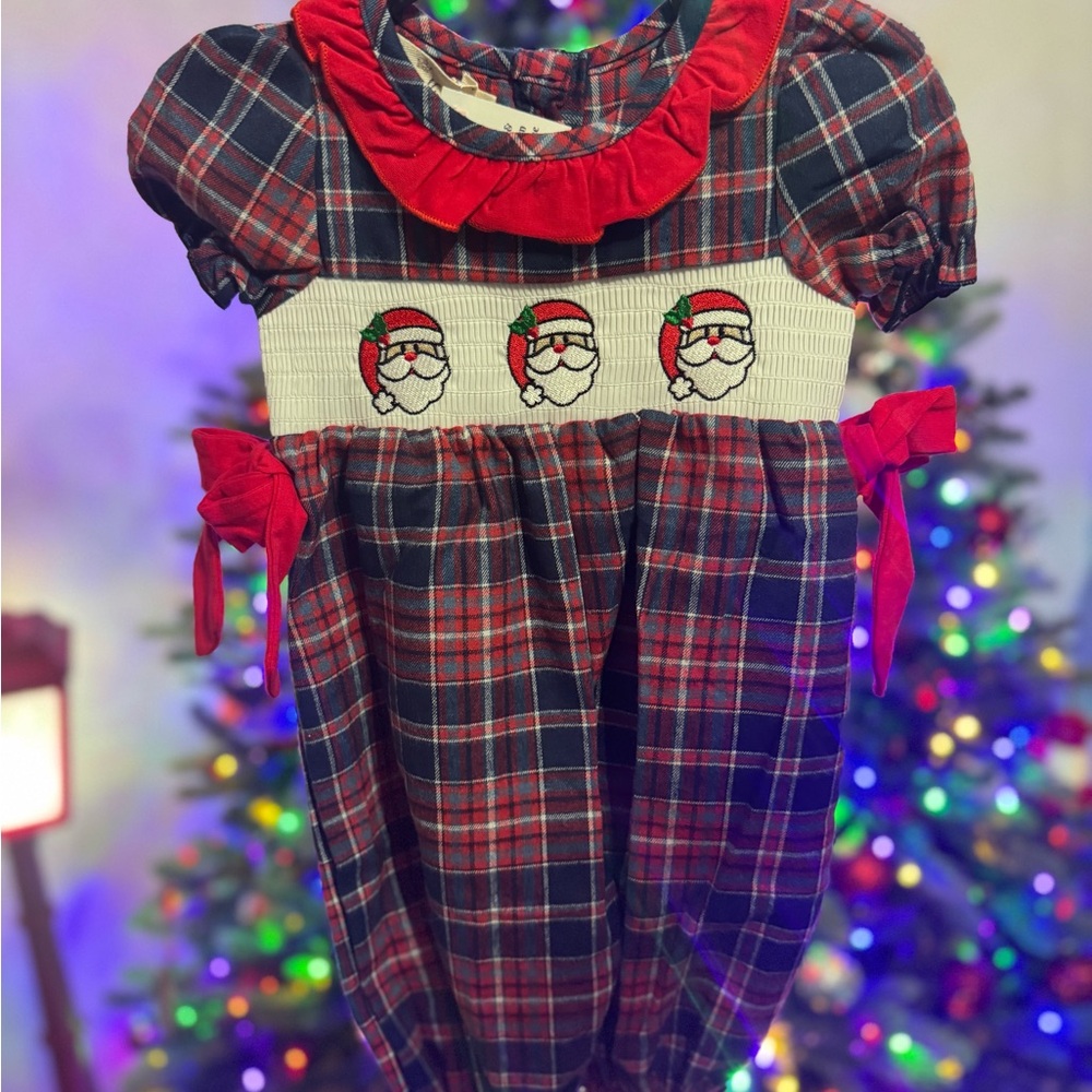 Plaid Santa Kids One Piece